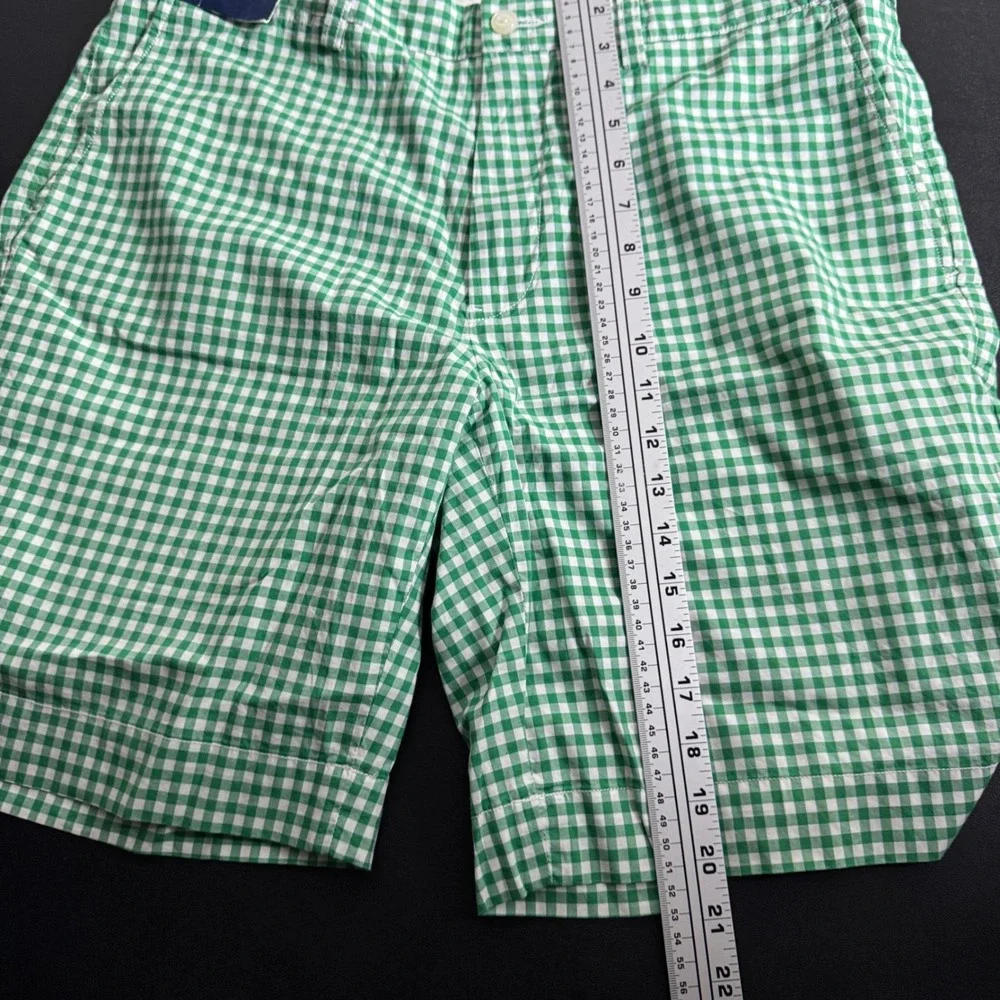 Polo Ralph Lauren Shorts Mens 35 Green Gingham Suffolk Cotton Classic Preppy